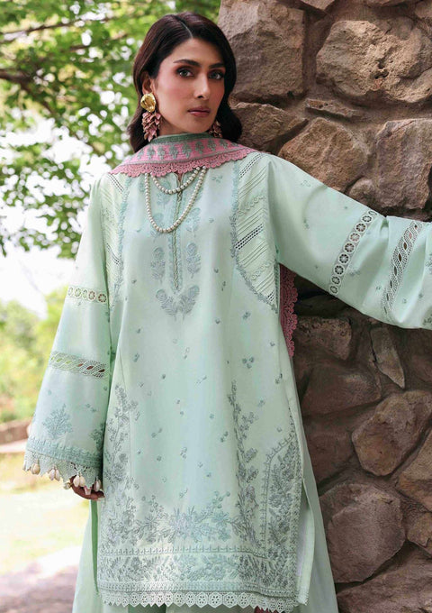 Republic Womenswear -3PC DHANAK EMBROIDERED SHIRT WITH 4 SIDE EMBROIDERED SHAWL AND EMB TROUSER-  RPT#4A - Zayli