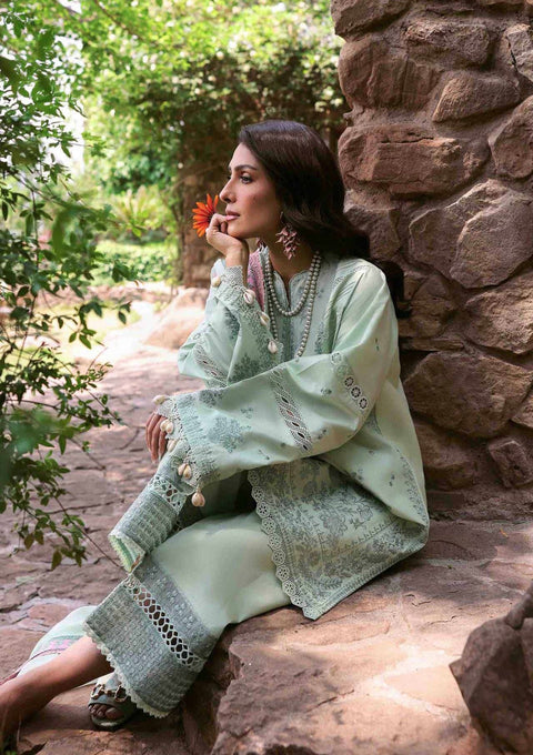Republic Womenswear -3PC DHANAK EMBROIDERED SHIRT WITH 4 SIDE EMBROIDERED SHAWL AND EMB TROUSER-  RPT#4A - Zayli