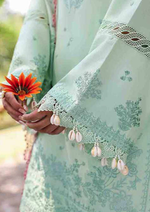 Republic Womenswear -3PC DHANAK EMBROIDERED SHIRT WITH 4 SIDE EMBROIDERED SHAWL AND EMB TROUSER-  RPT#4A - Zayli