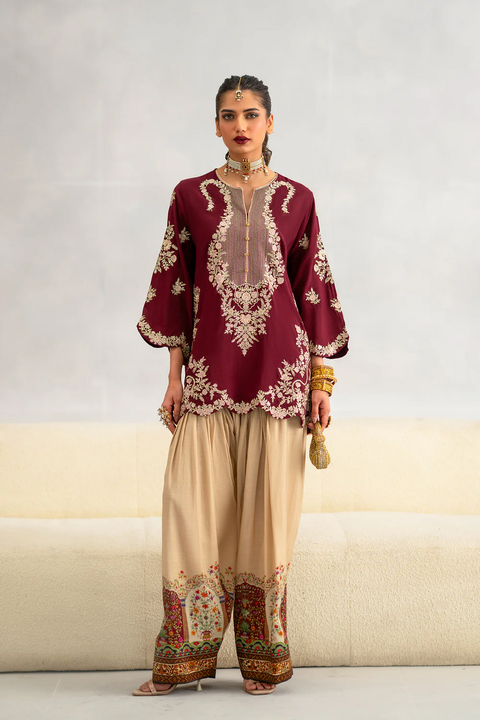 Ethnic Silk Unstitched 2PC Embroidery Suit - D115