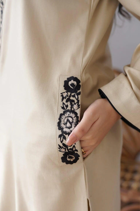 AISLING - 3PC DHANAK EMBROIDERED SHIRT WITH DHANAK PRINTED SHAWL AND TROUSER- KPR 1327