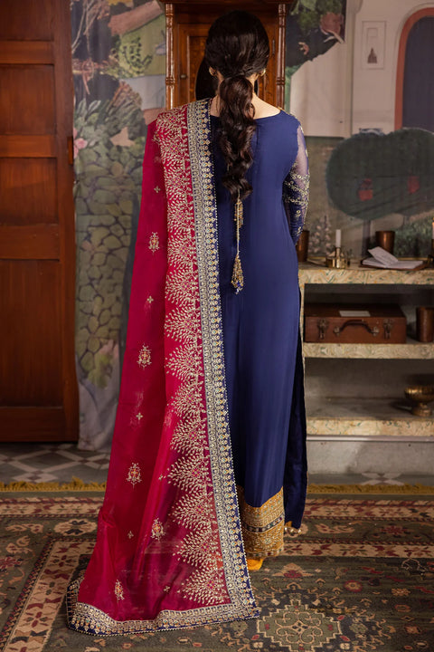 NUREH - 3PC UNSTITCHED CHIFFON EMBROIDERED WITH EMBROIDERED DUPATTA AND TROUSER- NL-75 JUGNI