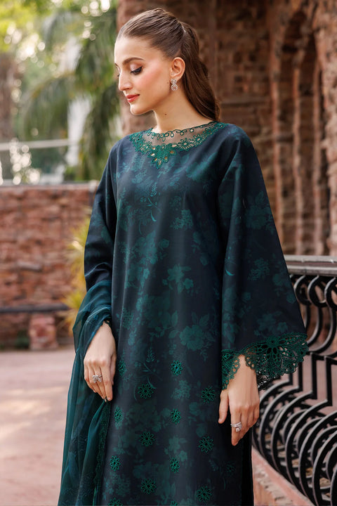 FARASHA - 3PC LAWN EMBROIDERED SHIRT WITH MANAAR PRINTED DUPATTA AND TROUSER - Periveil