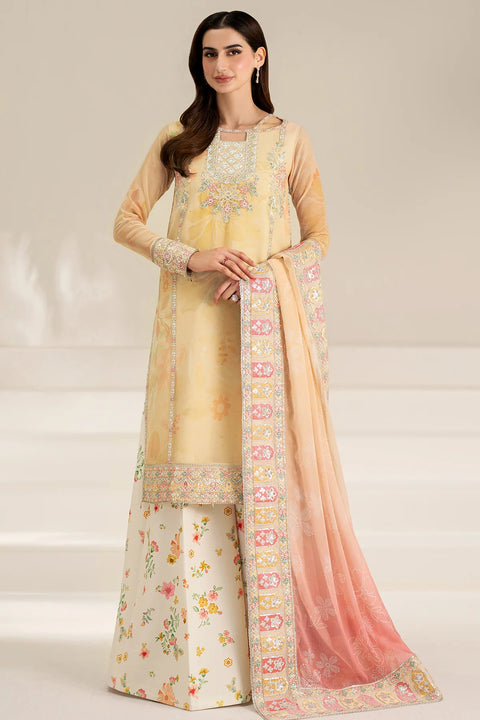 FARASHA - 3PC LAWN EMBROIDERED SHIRT WITH MANAAR PRINTED DUPATTA AND TROUSER - Floral Ray