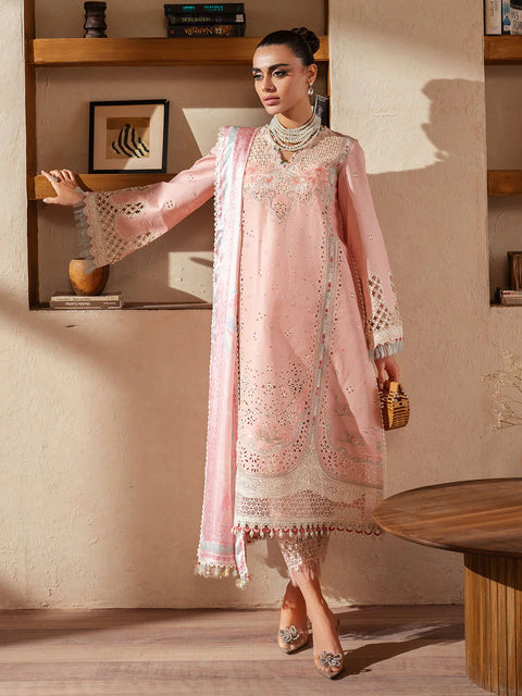 BIN ILYAS LUXURY LAWN- 3PCS Embroidered Lawn Suits Unstitched -91 - B