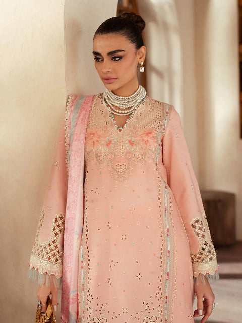 BIN ILYAS LUXURY LAWN- 3PCS Embroidered Lawn Suits Unstitched -91 - B