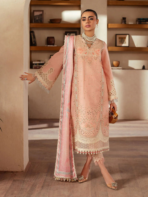 BIN ILYAS LUXURY LAWN- 3PCS Embroidered Lawn Suits Unstitched -91 - B