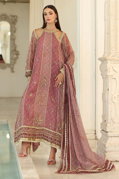 Noor By Saadia Asad Cotton Net Embroidered 3PC Unstitched Suit D-06 Rose Pink