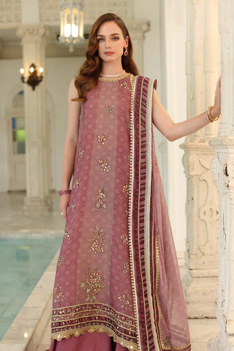 Noor By Saadia Asad Cotton Net Embroidered 3PC Unstitched Suit D-06 Rose Pink