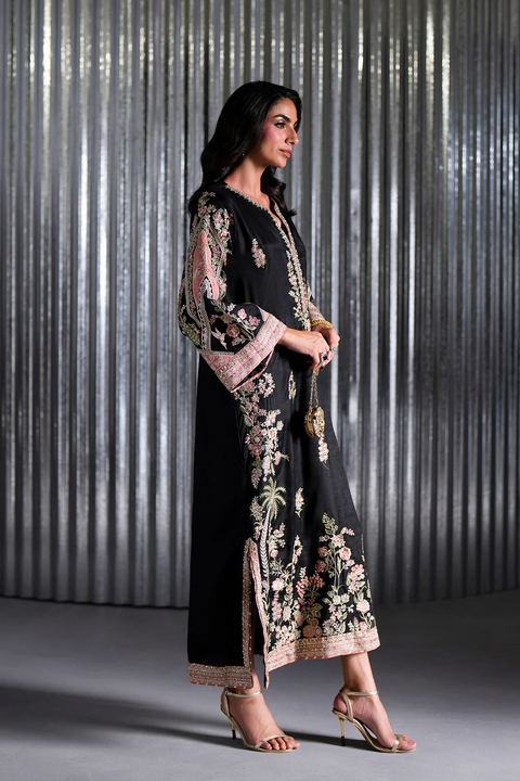 Ehtnic Silk Unstitched 2PC Heavy Embroidery Suit - D117