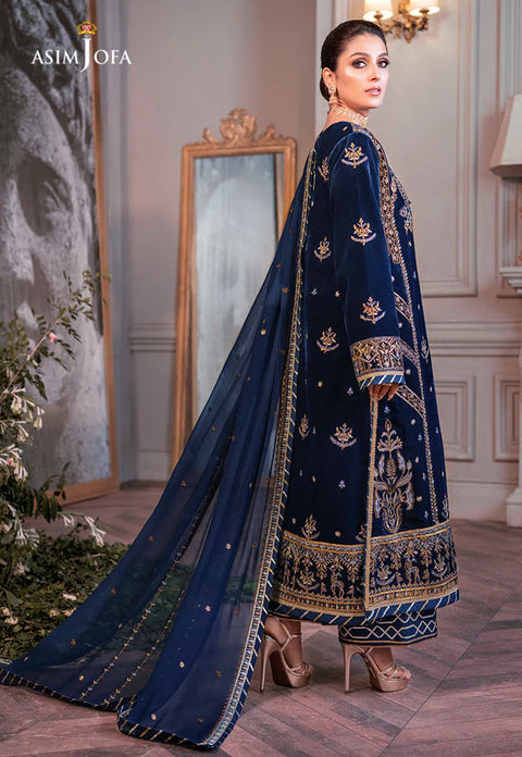 ASIM JOFA  -3 Piece Unstitched Embroidered Velvet Suit AJAM-08