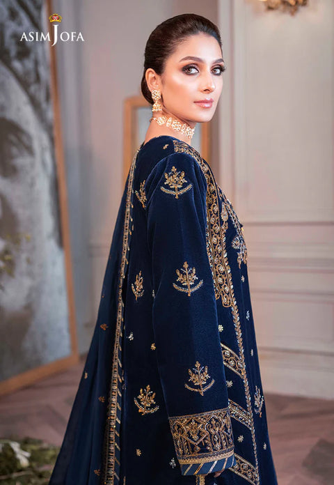 ASIM JOFA  -3 Piece Unstitched Embroidered Velvet Suit AJAM-08