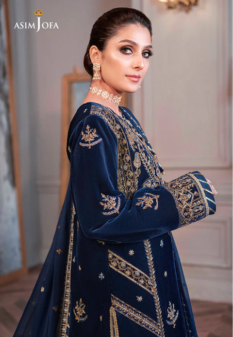 ASIM JOFA  -3 Piece Unstitched Embroidered Velvet Suit AJAM-08