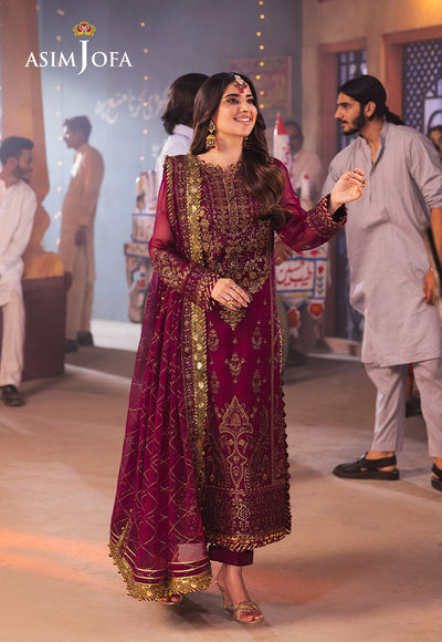 Asim jofa - 3PC CHIFFON EMBROIDERED WITH EMBROIDERED DUPATTA -RD-AJKK-18