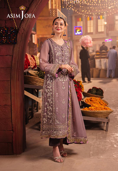 ASIM JOFA - Unstitched Embroidered Chiffon Suit | FLS-1