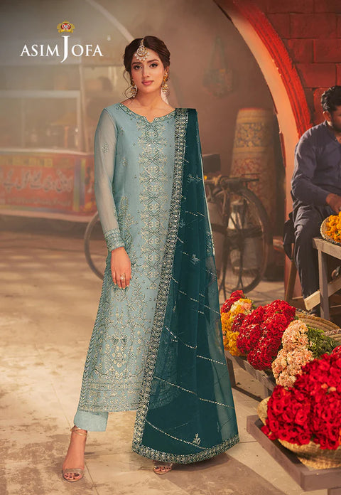 Asim jofa - 3PC CHIFFON EMBROIDERED WITH EMBROIDERED DUPATTA - AJKKB-17