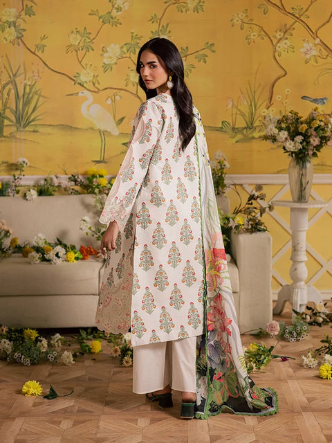 MAHNUR - 3-piece luxury unstiched embroidered dress- dhannk dress with Pashimna Shawl (AL-08)