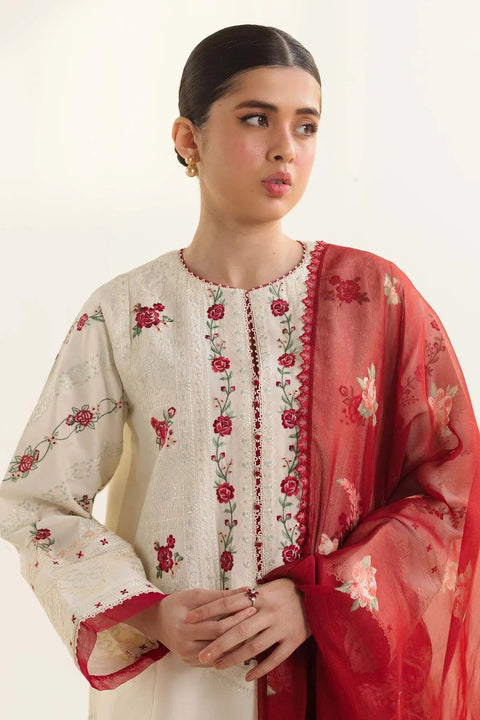 ZARA SHAH JAHAN - 3PC LAWN EMBROIDERED SHIRT WITH PRINTED DUPATTA AND TROUSER - 72