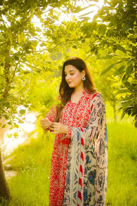 Aneelas - Luxury Lawn Embroidered 3 Piece Unstitched - RD-02