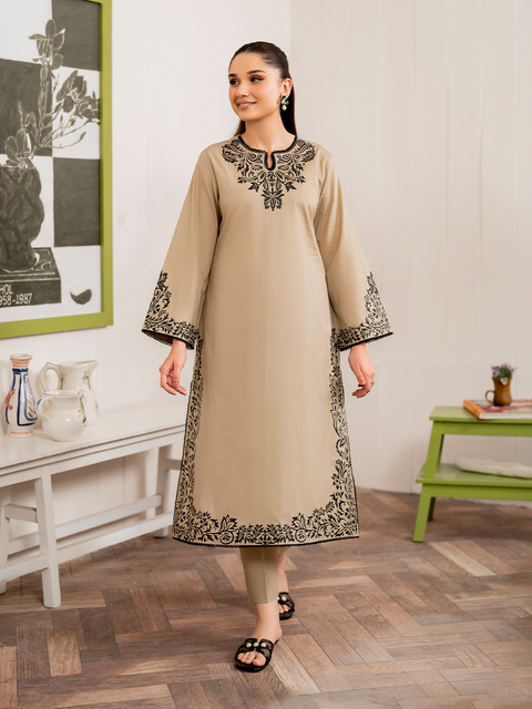 GARNET - 3PC DHANAK EMBROIDERED SHIRT WITH TWILL PRINTED SHAWL AND TROUSER - KPR1822
