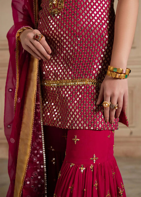 LAJ - Luxury Chiffon Embroidered 3Pc Unstitched Suit - GULABEEN