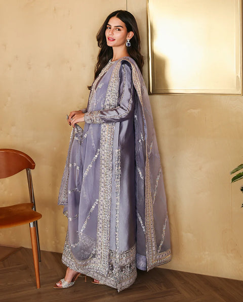 MUSHQ -  Luxury Silk Embroidered 3Pc Unstitched Kaftan | Aysel