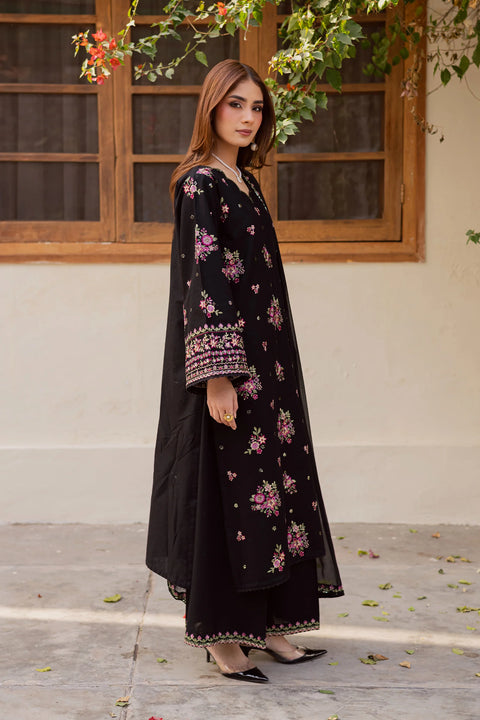 BATIK-  3PC Lawn Embroidered SHIRT WITH Embroidered DUPATTA AND TROUSER -BLK-65