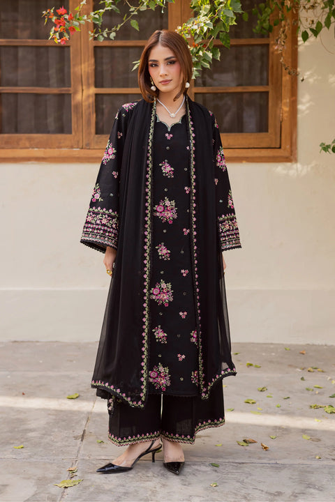 BATIK-  3PC Lawn Embroidered SHIRT WITH Embroidered DUPATTA AND TROUSER -BLK-65