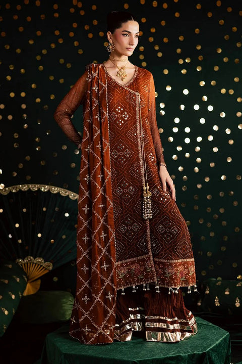 NUREH - 3PC LAWN EMBROIDERED SHIRT WITH MANAAR PRINTED DUPATTA AND TROUSER - MK-19