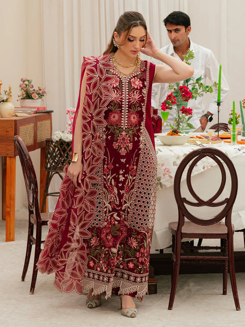 Mahnur - Luxury Lawn Embroidered Unstitched 3 Piece - CELESTIAL