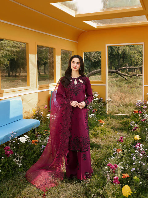 ALLYS - 3PC LAWN SEQUIN EMBROIDERED SHIRT WITH KHADDI NET EMBROIDERED DUPATTA AND TROUSER - KPR 2837