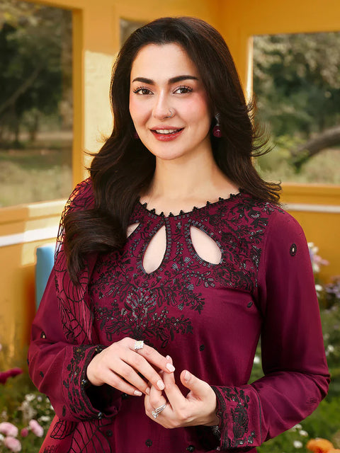 ALLYS - 3PC LAWN SEQUIN EMBROIDERED SHIRT WITH KHADDI NET EMBROIDERED DUPATTA AND TROUSER - KPR 2837