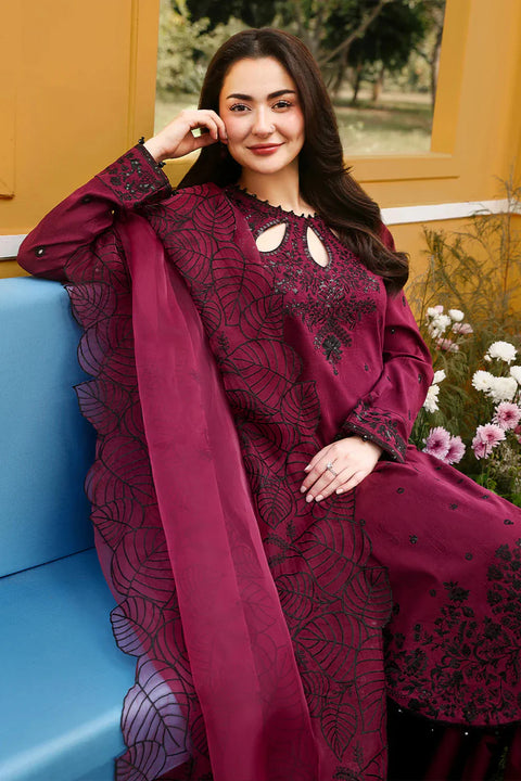 ALLYS - 3PC LAWN SEQUIN EMBROIDERED SHIRT WITH KHADDI NET EMBROIDERED DUPATTA AND TROUSER - KPR 2837