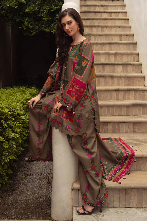 Charizma - 3 Piece Unstitched Embroidered Lawn Suit :CPW5-03