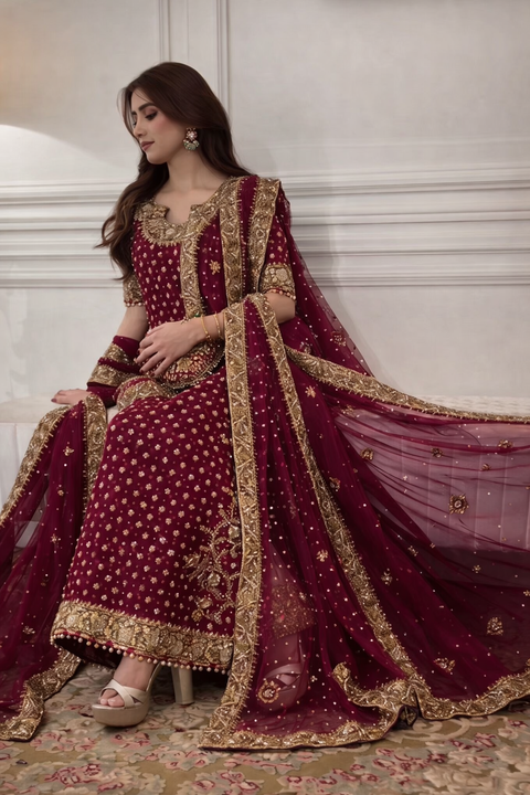 Haris Shakeel Luxury Chiffon Embroidered 3 Piece Unstitched - HR 69 Aisha Afridi