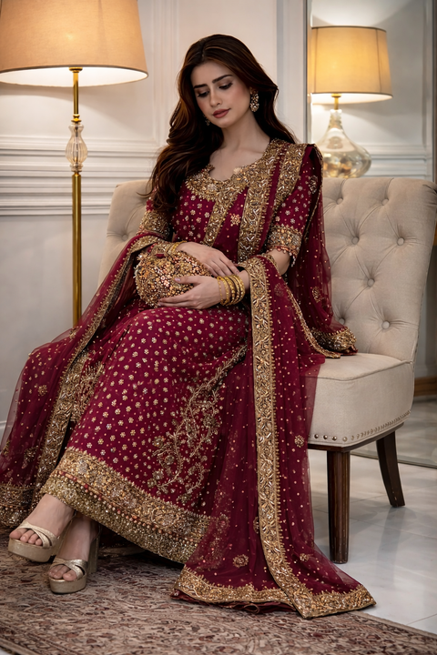 Haris Shakeel Luxury Chiffon Embroidered 3 Piece Unstitched - HR 69 Aisha Afridi