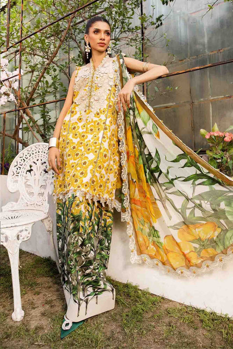 MARIA B -3 Piece Unstitched Embroidered Lawn Suit | 2606-A