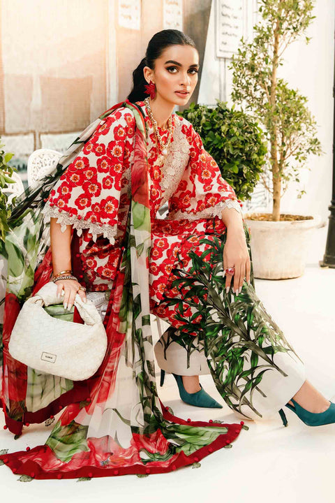 MARIA B -3 Piece Unstitched Embroidered Lawn Suit | 2606-B