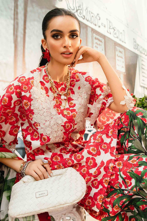 MARIA B -3 Piece Unstitched Embroidered Lawn Suit | 2606-B