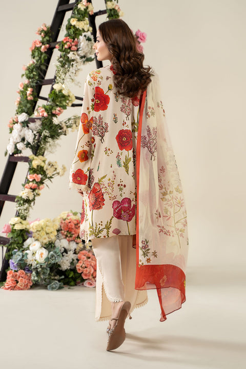 MARIA B -3 Piece Unstitched Embroidered Lawn Suit | MPS-2607-A