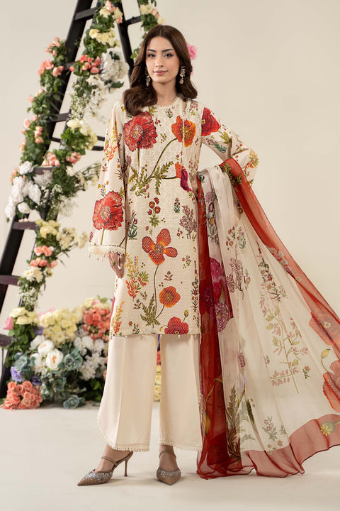MARIA B -3 Piece Unstitched Embroidered Lawn Suit | MPS-2607-A
