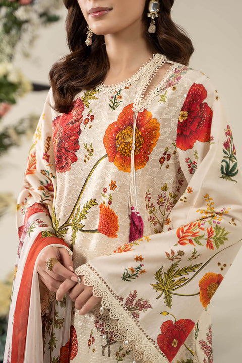 MARIA B -3 Piece Unstitched Embroidered Lawn Suit | MPS-2607-A