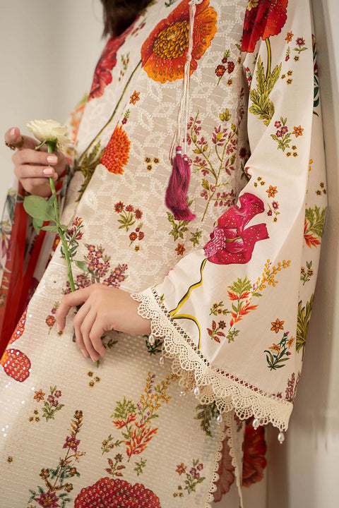 MARIA B -3 Piece Unstitched Embroidered Lawn Suit | MPS-2607-A