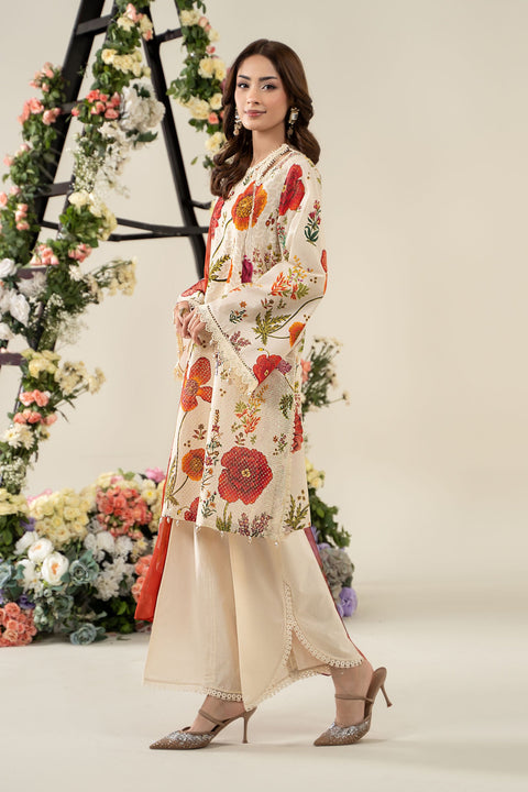MARIA B -3 Piece Unstitched Embroidered Lawn Suit | MPS-2607-A