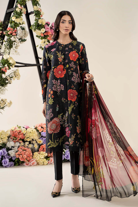 MARIA B -3 Piece Unstitched Embroidered Lawn Suit | MPS-2607-B