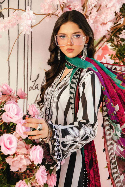 MARIA B - 3 Piece Unstitched Chickenkari Embroidered Printed Lawn Suit | MPT-9B