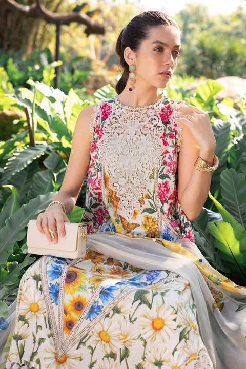 Maria b - 3 Piece Unstitched Embroidered Lawn Suit :MPT-2910-A