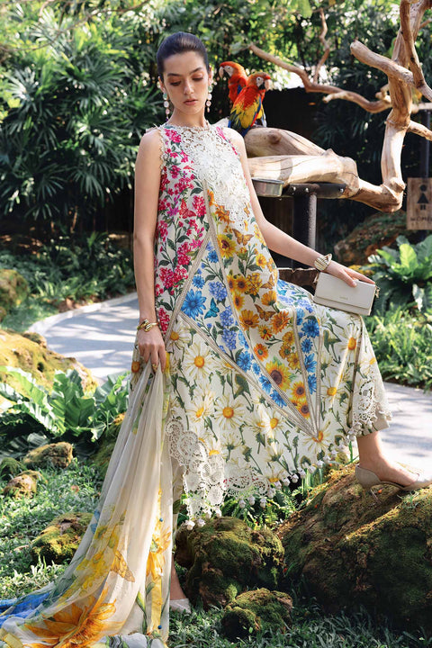 Maria b - 3 Piece Unstitched Embroidered Lawn Suit :MPT-2910-A
