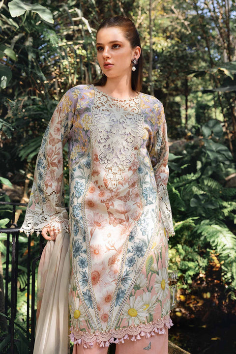 Maria b - 3 Piece Unstitched Embroidered Lawn Suit :MPT-2910-B