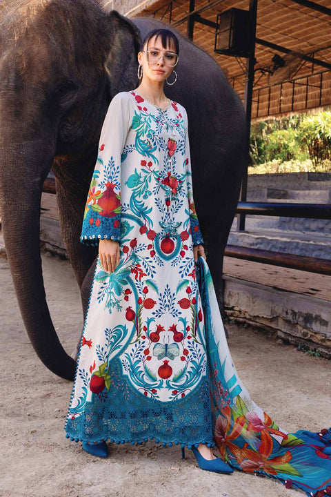Maria b - 3 Piece Unstitched Embroidered Lawn Suit :MPT-MPT-2912-A